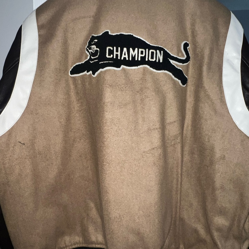 Champion Kids Tan and Brown Letterman Jacket - Picture 2 of 3
